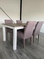 Tafel met 4 stoelen zgan met eiken look, Ophalen of Verzenden