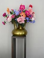 7 tuits toeter tulp vaas  goud- metaal excl zijden bloemen, Huis en Inrichting, Woonaccessoires | Vazen, Overige materialen, Overige kleuren