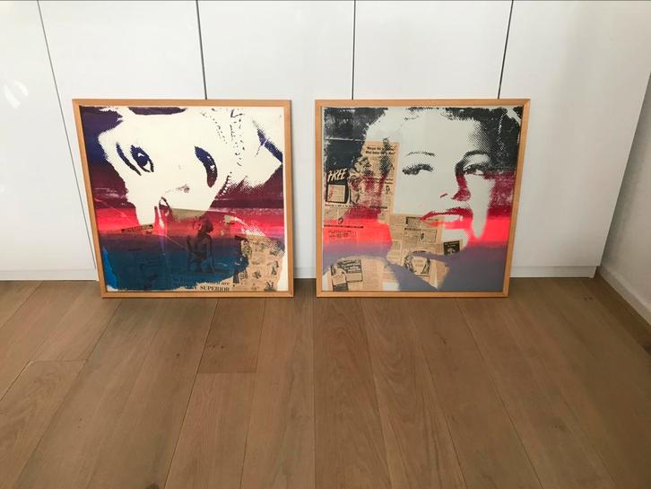 Twee zeefdrukken, modern, pop art, Ward Nicolaas, Antiek en Kunst, Kunst | Schilderijen | Modern, Ophalen