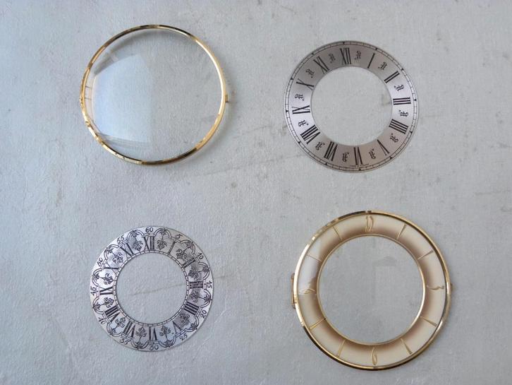 Wijzerplaten, cijferringen en glasdeksels serie 36, Antiek en Kunst, Antiek | Klokken, Ophalen of Verzenden