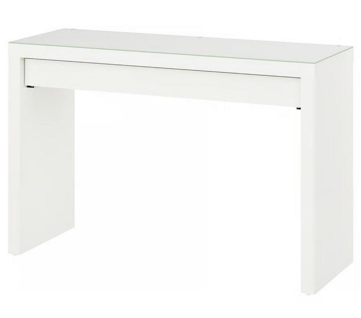 Ikea Malm Toilettafel - Wit met glazen blad, Huis en Inrichting, Tafels | Kaptafels, Gebruikt, Minder dan 100 cm, 100 tot 150 cm
