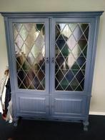 vintage blauwe vitrinekast, Ophalen, Gebruikt, Vintage, 150 tot 200 cm