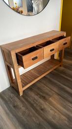 Teak halkastje, Ophalen, 100 tot 150 cm, Teakhout, Met lade(s)