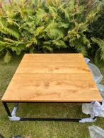Salontafel massief eikenblad met stalen frame, Huis en Inrichting, Tafels | Salontafels, Ophalen, Zo goed als nieuw, Minder dan 50 cm