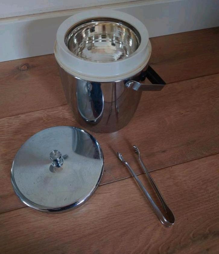 Tiger Chroom ijsemmer (14,5B x19,5H) met ijstangetje, Huis en Inrichting, Keuken | Keukenbenodigdheden, Zo goed als nieuw, Ophalen of Verzenden