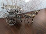 Antiek verzilverd Paard en Wagen Miniatuur, Antiek en Kunst, Ophalen of Verzenden