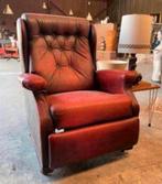 Chesterfield relaxfauteuil oxblood rode stoel met ligstand., Huis en Inrichting, Ophalen of Verzenden, Zo goed als nieuw, Hout