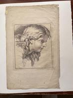 J.S. (Jan Schenk) studie mannenhoofd midden 18e eeuw, Antiek en Kunst, Kunst | Etsen en Gravures, Ophalen of Verzenden