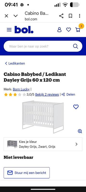 Ledikantje grijs met zwarte pootjes incl. Toebehoren beschikbaar voor biedingen