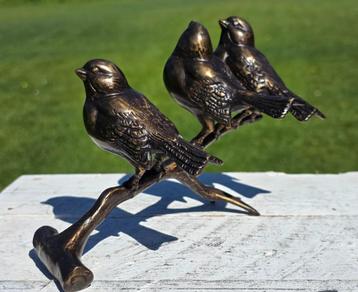 3 MUSSEN OP TAK / Bronzen beeld beschikbaar voor biedingen