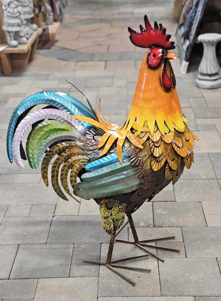 HAAN / metaal / 80 cm hoog, Tuin en Terras, Tuinbeelden, Nieuw, Dierenbeeld, Metaal, Ophalen of Verzenden