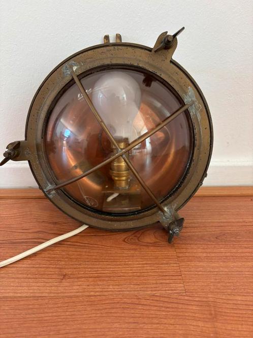 Oude koperen scheepslamp, Verzamelen, Scheepvaart, Gebruikt, Ophalen