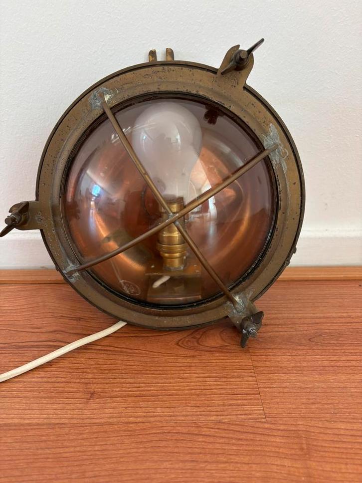 Oude koperen scheepslamp, Verzamelen, Scheepvaart, Gebruikt, Ophalen