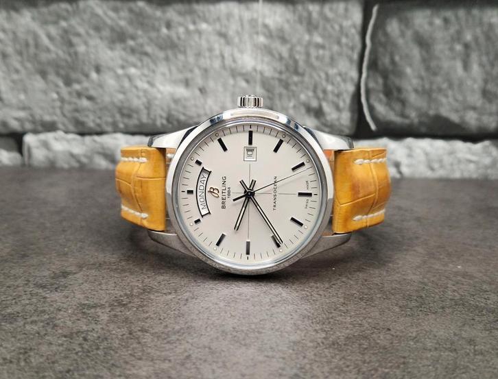 Breitling Transocean Day Date, full set 2015, extra band, Sieraden, Tassen en Uiterlijk, Horloges | Heren, Zo goed als nieuw, Polshorloge