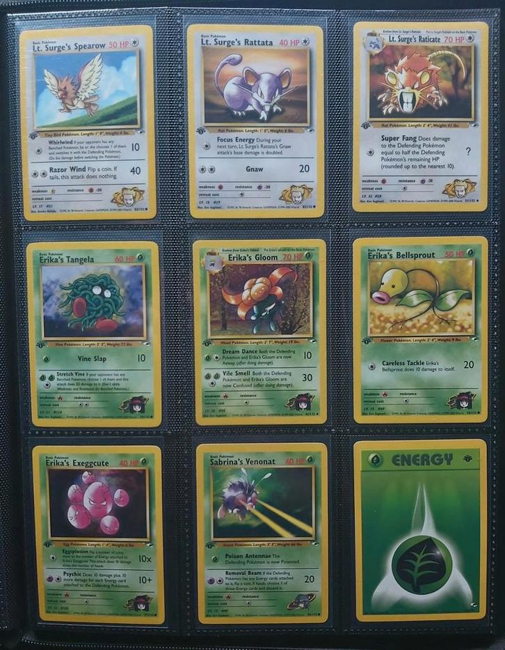 Pokémonkaarten 1st Edition Gym Heroes Set 1999-2000, Hobby en Vrije tijd, Verzamelkaartspellen | Pokémon, Zo goed als nieuw, Meerdere kaarten
