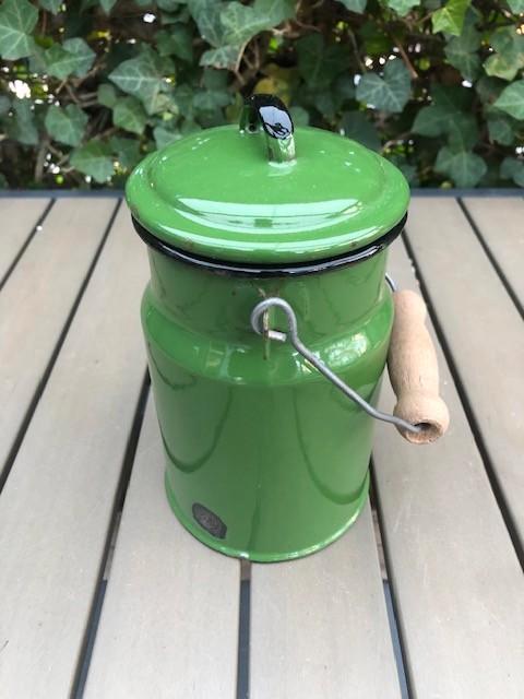 GROENE vintage emaille melkkan, Antiek en Kunst, Antiek | Emaille, Ophalen of Verzenden