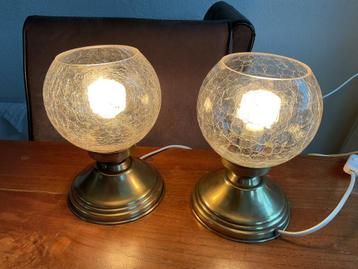 Twee Craquelé Glazen Lampen Set tafellampen beschikbaar voor biedingen