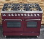 Luxe Fornuis Boretti 100 cm bordeaux rood + rvs GASOVEN, Witgoed en Apparatuur, Fornuizen, 60 cm of meer, Ophalen of Verzenden