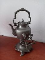 Antieke tinnen theepot met spiritusbrander, Antiek en Kunst, Antiek | Koper en Brons, Ophalen