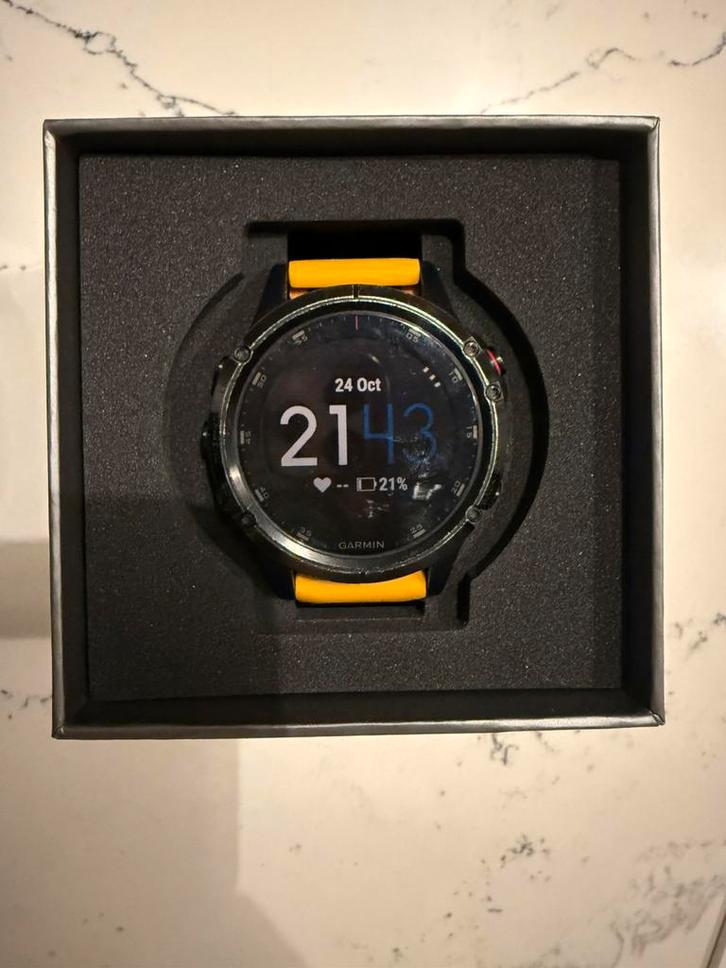 Garmin 5 plus sapphire edition 47mm, Sieraden, Tassen en Uiterlijk, Sporthorloges, Zo goed als nieuw, Android, Zwart, Ophalen of Verzenden