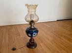 Antieke blauwe olielamp omgebouwd tot tafellamp, Antiek en Kunst, Ophalen
