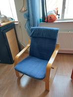 IKEA Poäng stoel hout en blauw, Gebruikt, Hout, Ophalen