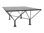 Vintage Salontafel Paolo Piva Stijl Met Rookglas 80's Design, Gebruikt, 100 tot 150 cm, Minder dan 50 cm, Rechthoekig