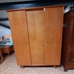 Retro vintage teakhouten 3 deurs kledingkast, Huis en Inrichting, Kasten | Kledingkasten, Ophalen, Gebruikt, Teakhout, Vintage
