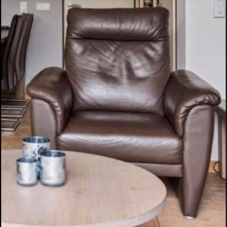 2 comfortabele lederen fauteuils (klein prijsje), Huis en Inrichting, Fauteuils, Gebruikt, Leer, 75 tot 100 cm, 75 tot 100 cm