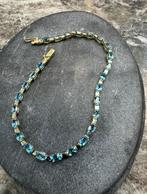 14k Gouden Armband met Blauwe Zirkonia, Sieraden, Tassen en Uiterlijk, Kettingen, Ophalen of Verzenden, Zo goed als nieuw, Goud