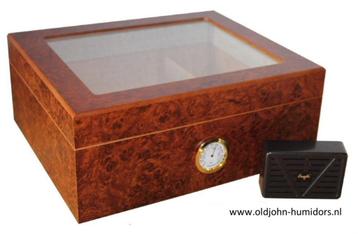 H04 SALE HUMIDOR GROOT VENSTER SPAANS CEDERHOUT - WORTELHOUT beschikbaar voor biedingen