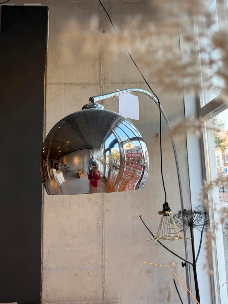 Retro Lamp met Marmeren Voet, Huis en Inrichting, Lampen | Vloerlampen, Gebruikt, Minder dan 100 cm, Metaal, Ophalen