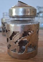 Antieke Honing- en Jampot, verzilverde houder, Jaren 20, Antiek en Kunst, Ophalen of Verzenden