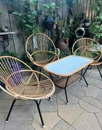 Vintage rotan set, Tuin en Terras, Tuinsets en Loungesets, Ophalen, Gebruikt, 3 zitplaatsen, Tuinset