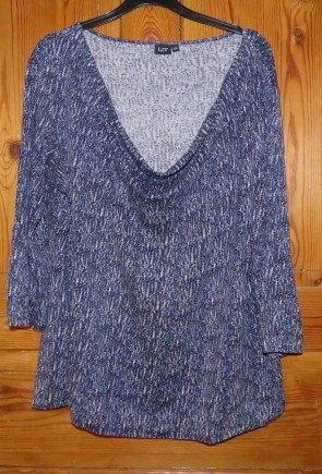 Shirt met watervalhals blauw zwart wit maat XXL, Ophalen of Verzenden, Gedragen, Blauw, Shirt of Top