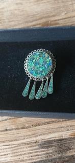 Antieke zilveren broche  mooie ingelegde stenen heel apart, Sieraden, Tassen en Uiterlijk, Antieke sieraden, Ophalen of Verzenden