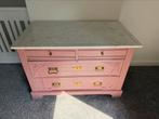 Roze brocante commode / ladekast met marmer blad, 50 tot 70 cm, Commode, Ophalen, Minder dan 90 cm