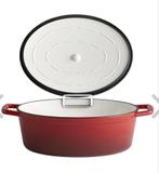 Nieuw in doos. Ovale braadpan met deksel - 33x25 cm, 5L, Gietijzer, Nieuw, Ophalen of Verzenden, Keramische plaat