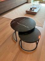 Marmer Salon Tafels Set Zwart Staal, Huis en Inrichting, Tafels | Salontafels, Ophalen, Overige materialen, Gebruikt, 50 tot 100 cm