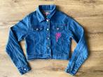 Kort spijkerjasje maat 134/140 roze bloem, Ophalen, Gebruikt, Meisje, Jas