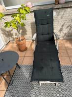 Tuinstoel hout lig met kussen, Ophalen of Verzenden, Gebruikt, Overige materialen, Inklapbaar