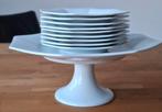 Vintage taartplateau met 9 gebaksbordjes, Ophalen, Zo goed als nieuw, Bord(en), Overige stijlen