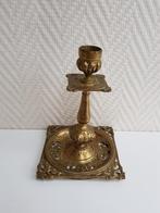 Koperen kandelaar, geel koper, hoog 16,5 cm, Ophalen of Verzenden