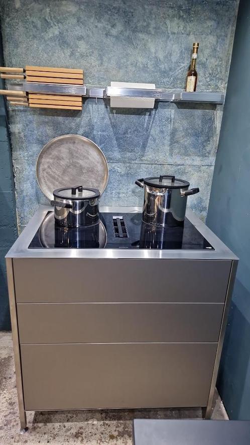 RVS meubel met Siemens kookplaat met afzuiging, Witgoed en Apparatuur, Kookplaten, Nieuw, Inbouw, Inductie, 4 kookzones, Ophalen of Verzenden
