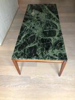 Frans marmeren salontafel met houten frame, Ophalen, Gebruikt, Overige materialen, 100 tot 150 cm