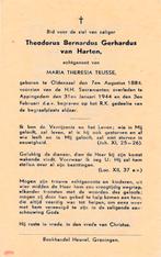 Harten Theodorus 1884 Oldenzaal 1944 Appingedam, Verzamelen, Bidprentjes en Rouwkaarten, Ophalen of Verzenden, Bidprentje
