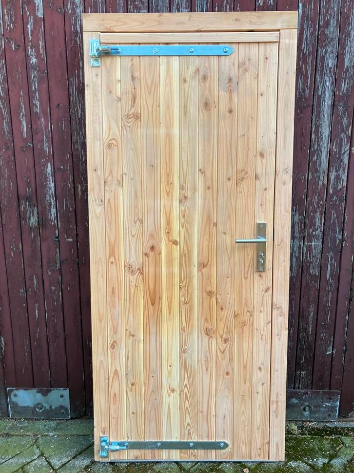 Douglas enkele dichte deur inclusief kozijn, linksdraaiend, Tuin en Terras, Palen, Balken en Planken, Zo goed als nieuw, Palen