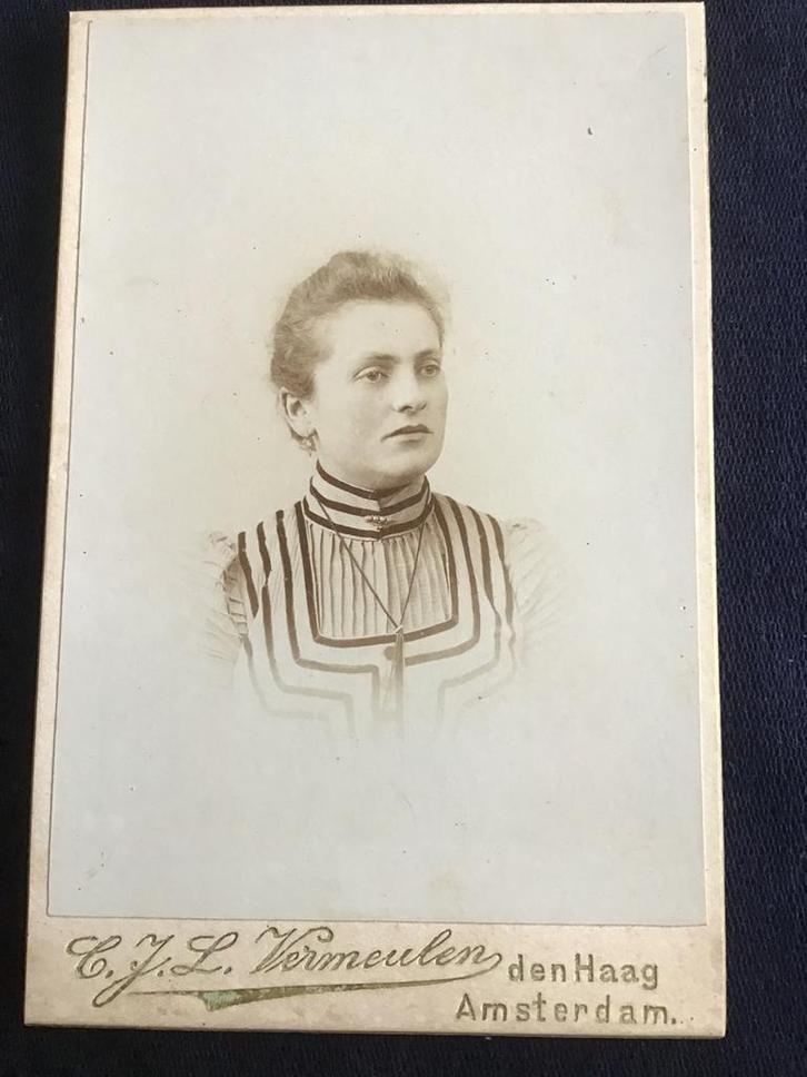 Kabinetfoto, Dame, C.J.L. Vermeulen, Den Haag, Verzamelen, Foto's en Prenten, Gebruikt, Foto, Voor 1940, Ophalen of Verzenden