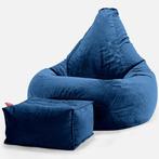 Lounge Pug Big Bertha blauw zitzak met voetenbankje, Huis en Inrichting, Zitzakken, Ophalen, Zo goed als nieuw, Blauw