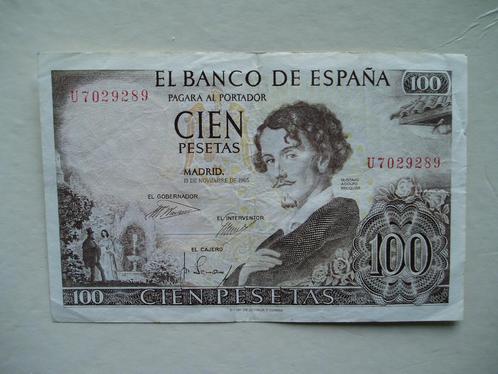 551. Spanje, 100 pesetas 1965 Becquer., Postzegels en Munten, Bankbiljetten | Europa | Niet-Eurobiljetten, Los biljet, Overige landen